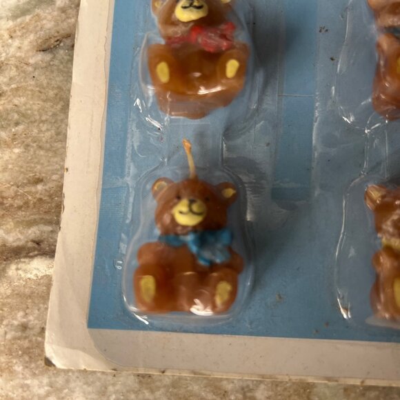 Vintage Wilton Teddy Bears Birthday Candles Set Of 6 Cake Topper New & Sealed - Picture 2 of 4